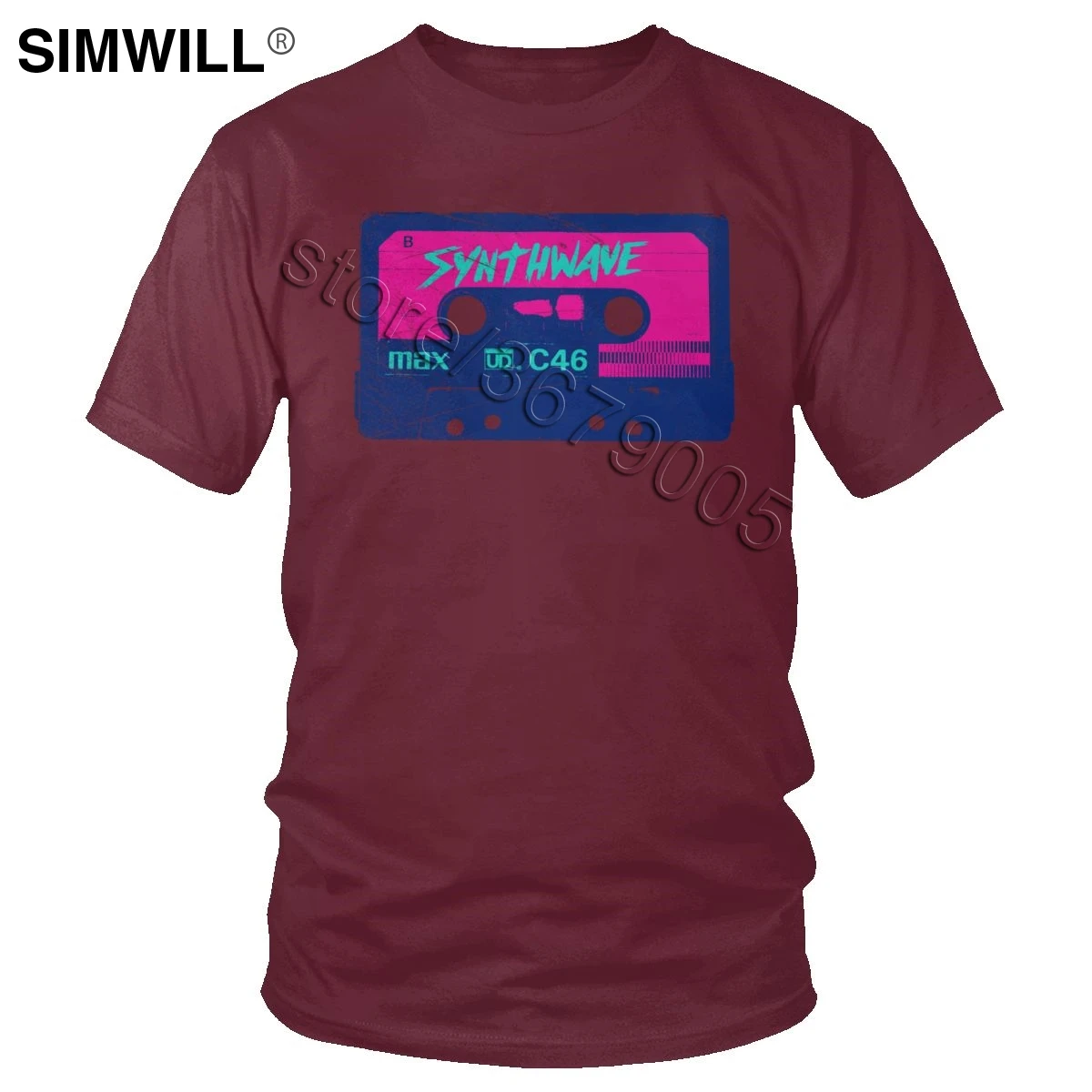 Мужская футболка с синthwave Retrowave, Винтажная футболка с лазерным приводом, футболка с коротким рукавом, хлопковая Футболка с графическим принтом, модная одежда - Цвет: Бургундия