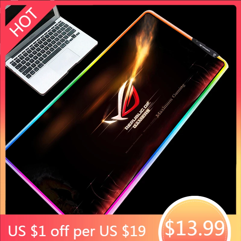 

Mairuige ROG Player Country Prodigal Eye Handsome Pattern Mouse Pad Cool RGB LED Marquee Game Table Mat