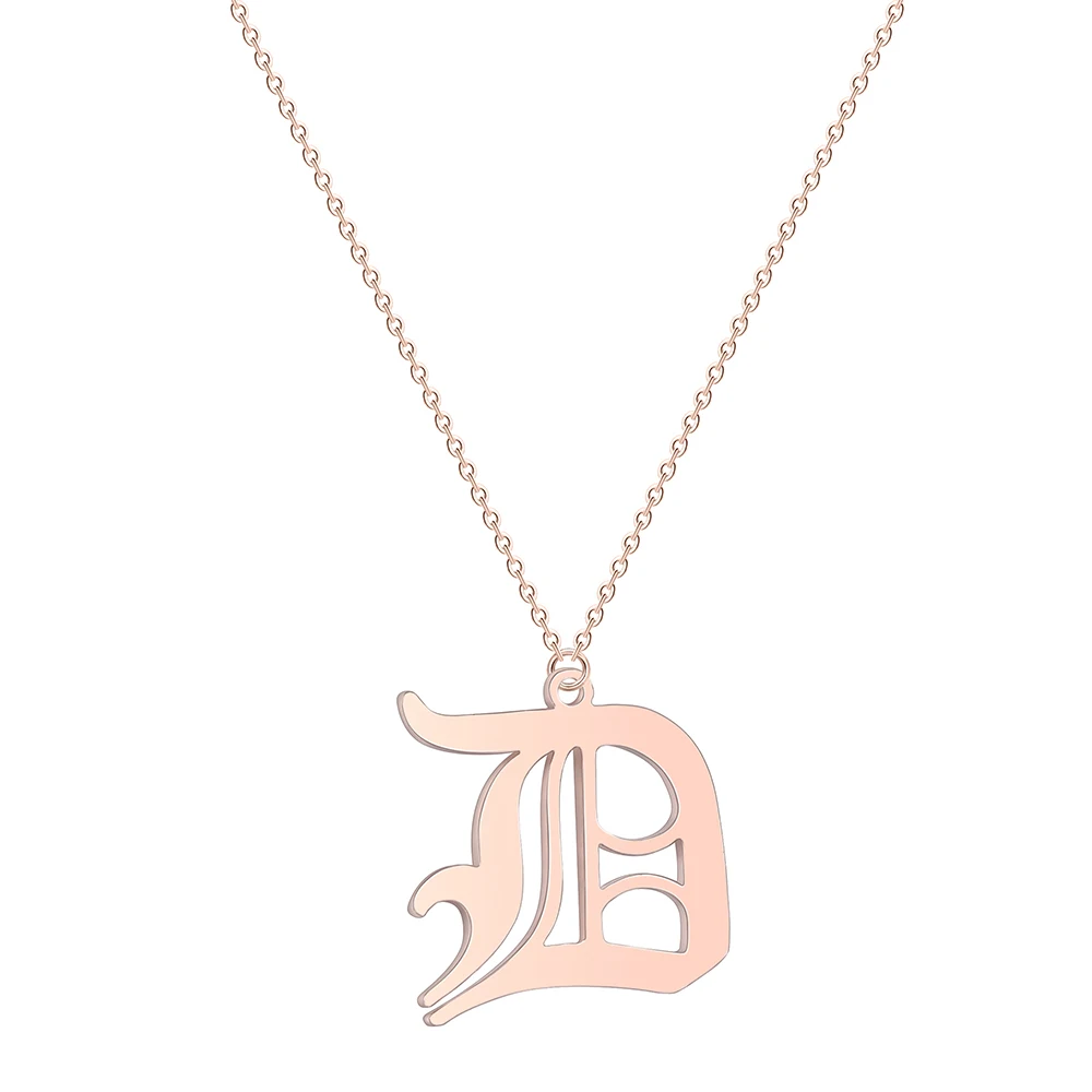 D QIMING Fashion Hip Hop Wood Letter P Pendant Necklace Men Luxury Brand Boho Gold Long Necklace Women Accessories - Окраска металла: D