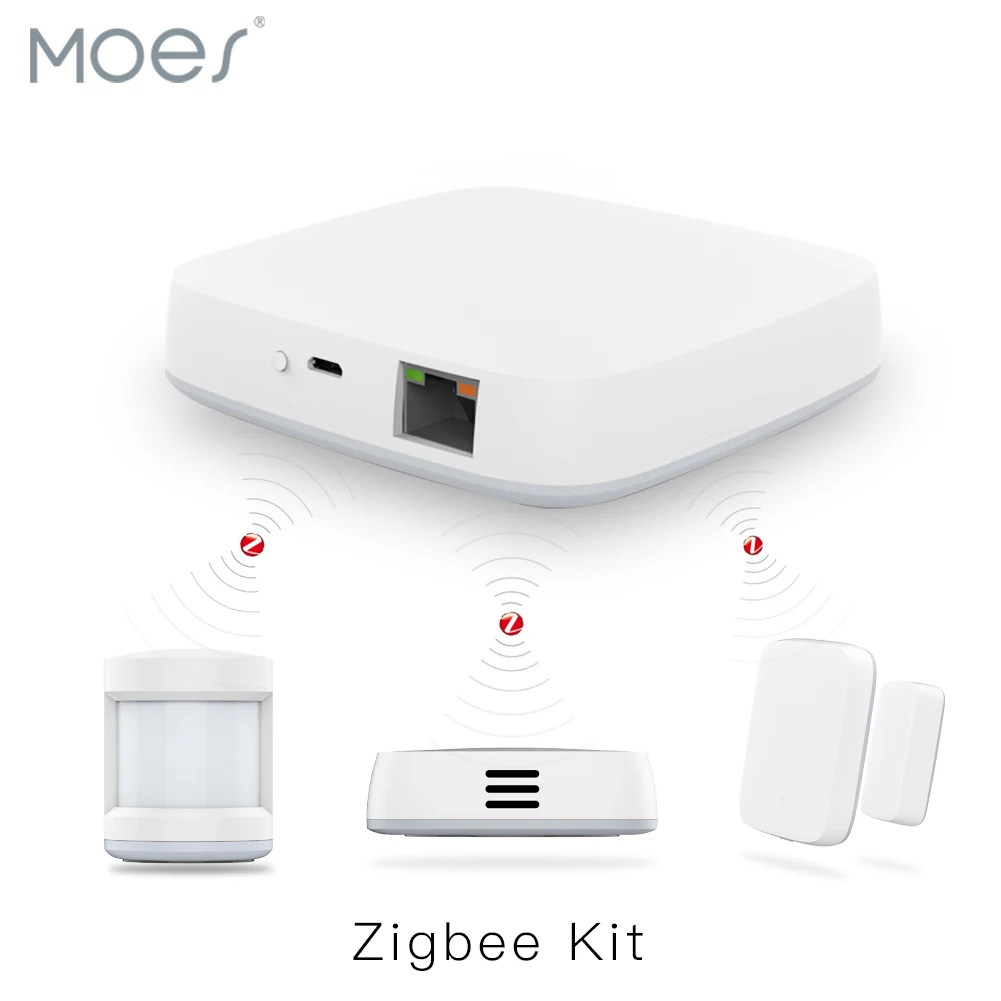 Умный шлюз хаб домашняя Автоматизация сцена Tuya Zigbee Комплект охранной сигнализации PIR двери и окна датчик температуры и влажности умный срок службы