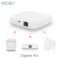 Умный шлюз хаб домашняя Автоматизация сцена Tuya Zigbee Комплект охранной сигнализации PIR двери и окна датчик температуры и влажности умный