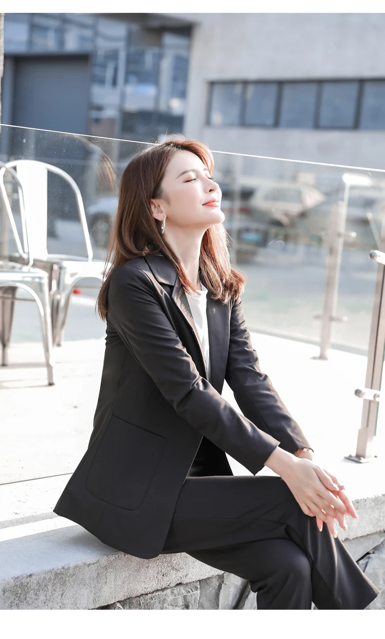 Корейский стиль рабочая одежда Офисная Леди OL женский комплект 2 шт. Блейзер Куртка Высокая талия брюки костюм пальто Модные брюки костюм