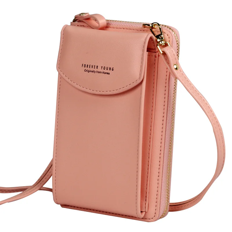 New Large Cell Phone Wallet, A Zipper,shoulder Slant Satchel - Цвет: Pink