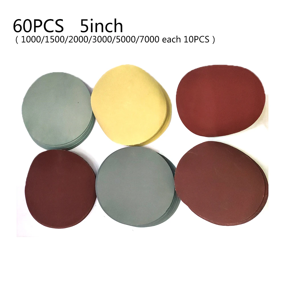60pcs Sanding Discs 125mm 1000/1500/2000/3000/5000/7000 GRIT Sander Orbital 60pcs Sanding Discs 125mm 1000/1500/2000/3000/5000/7000 GRIT Sander Orbital