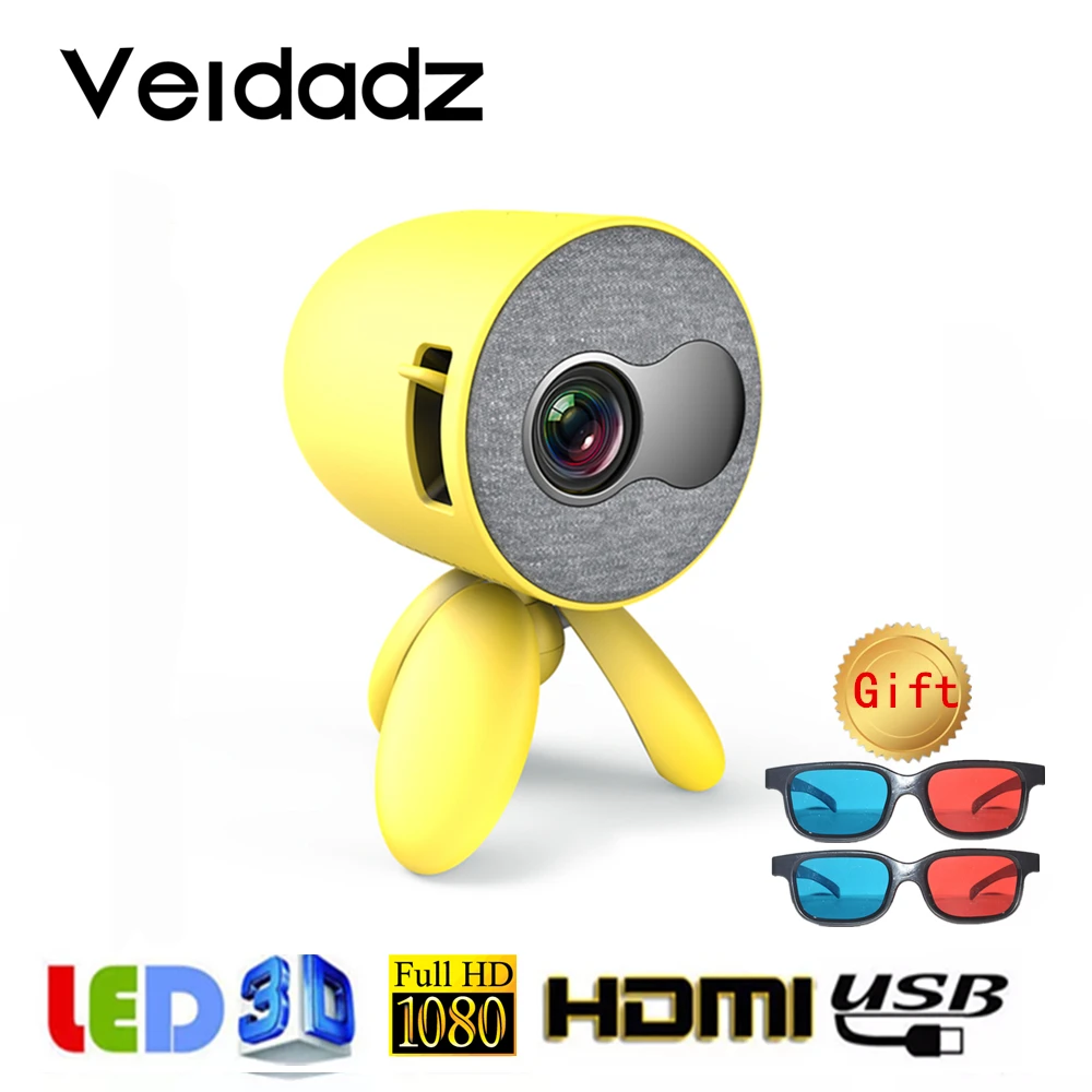 Мини проектор VEIDADZ YG221 с экраном поддержка 1080P HD HDMI USB видеоплеера детский в