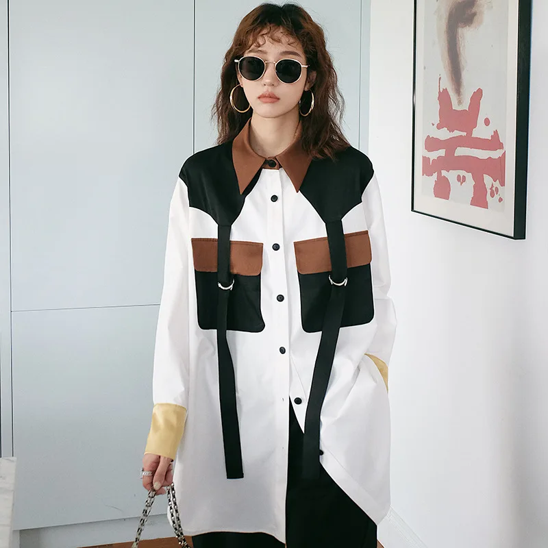 LANMREM 2020 autumn fashion street wear loose turn