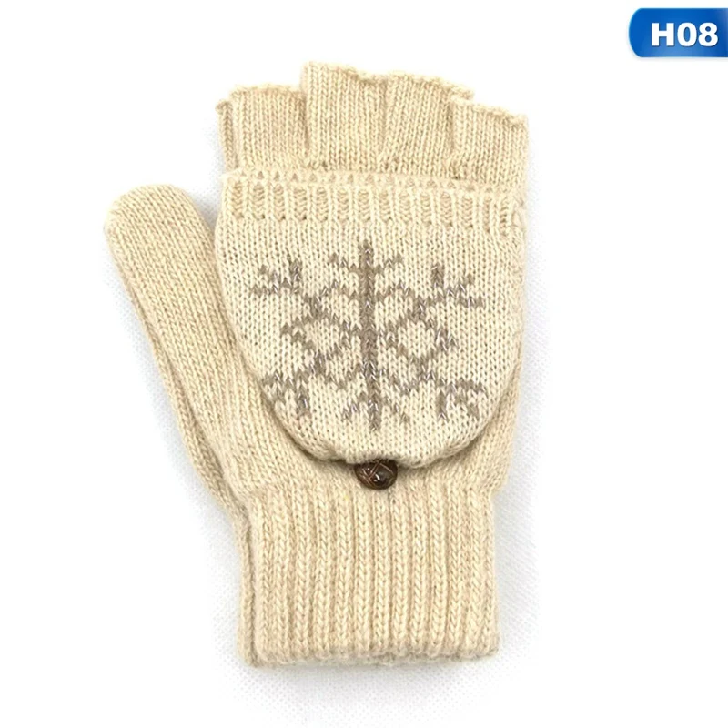 GLV0458H08 Женские трикотажные мягкие теплые, зимние, шерстяные перчатки, варежки без пальцев - Цвет: GLV0458H08