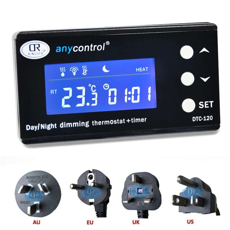 Регулируемый термостат для аквариума автоматический регулятор температуры и влажности с ЖК-цифровым термометром влажность для аквариума