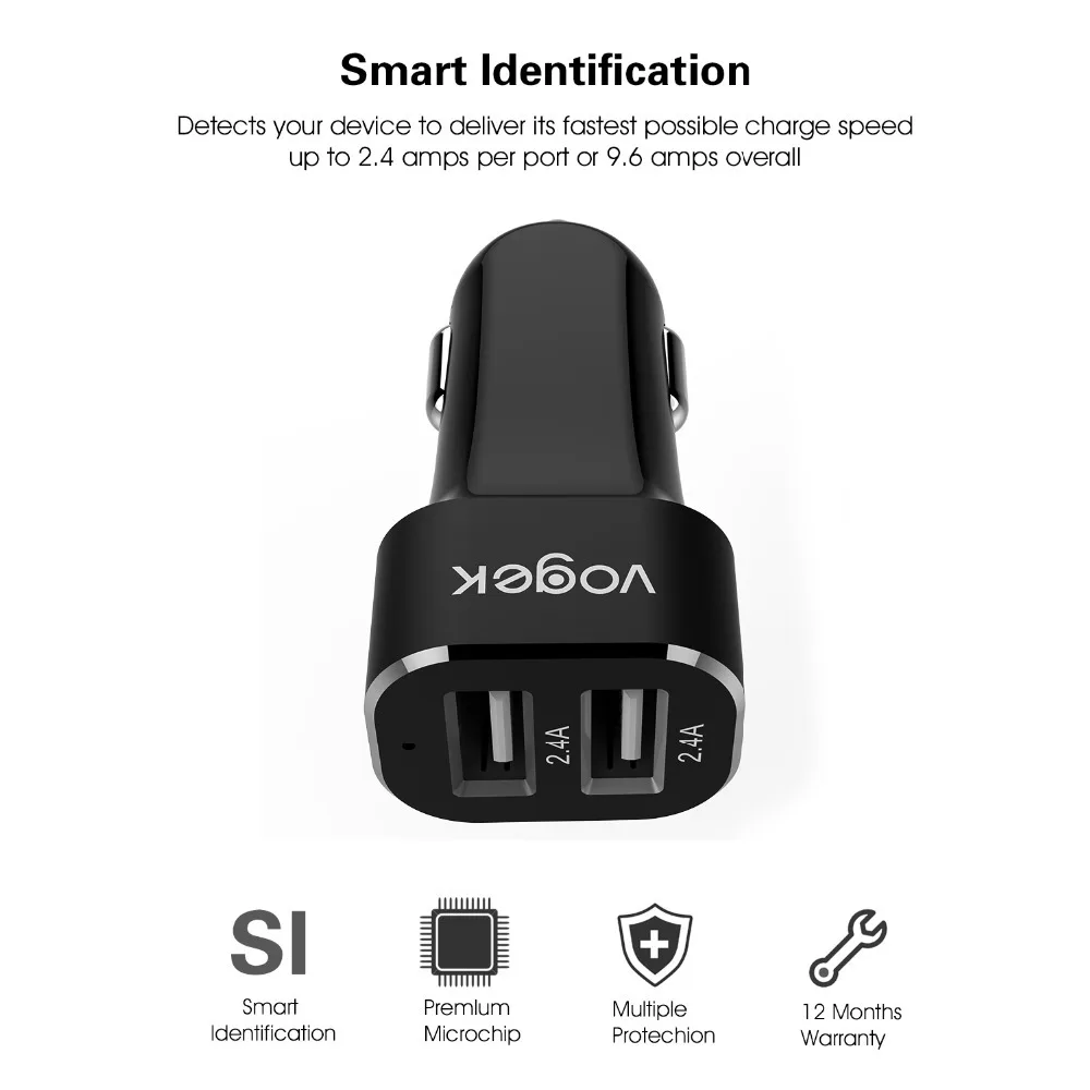 Автомобильное зарядное устройство Vogek 5v 2.4A с двойным Usb для быстрой зарядки Iphone 7 8 автомобильное зарядное устройство адаптер для Android и для Apple Phone для samsung