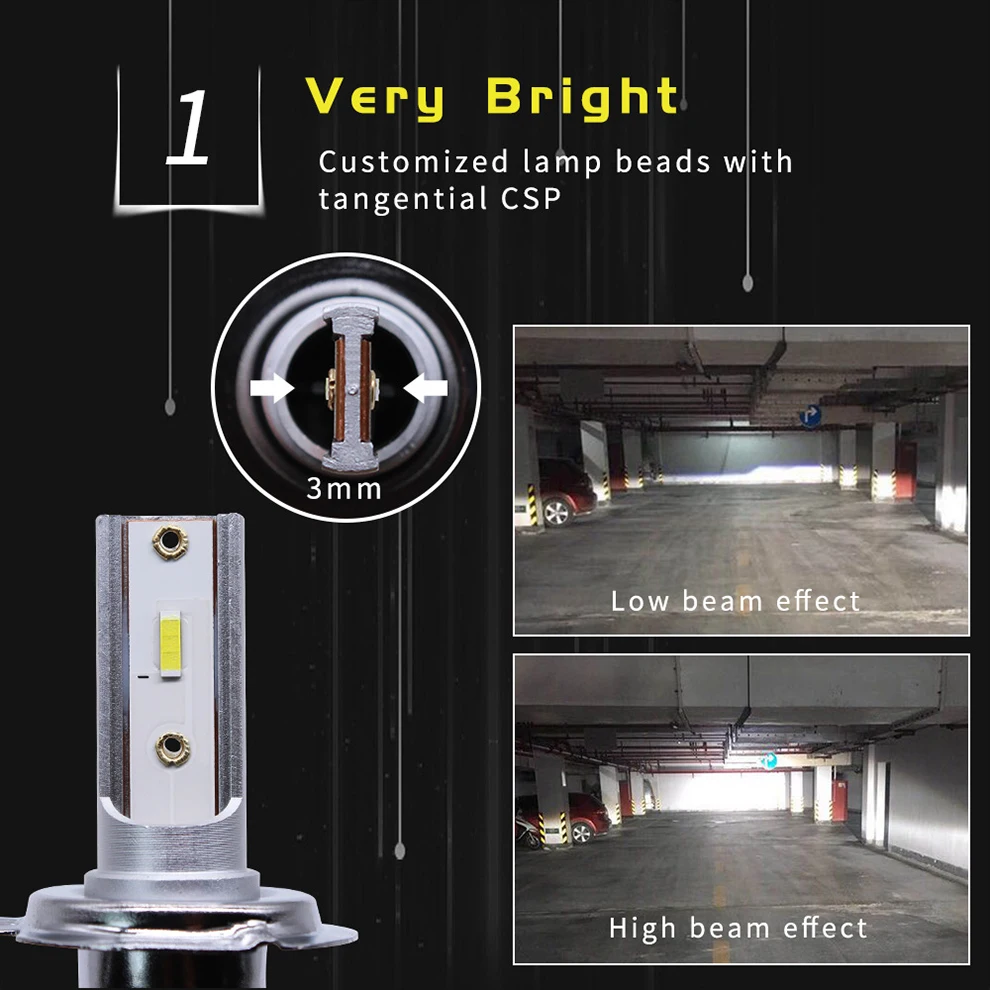 CNSUNNYLIGHT K1 LED Car Headlight Fanless Bulbs H7 H4 H11H8 H1 9005HB3 9006HB4 880 50W 8000Lm CSP 12V Car Lights Accessories (4)