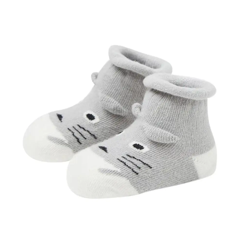 Носки новинка года, лидер продаж, детские Нескользящие вязаные теплые носки с рисунками животных для маленьких мальчиков и девочек одежда для маленьких девочек - Цвет: Gray Socks