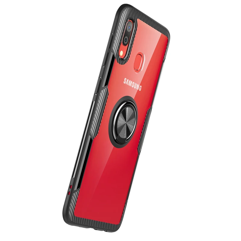Для samsung A10 A20 A30 A40 A50 A70, Новое поступление, чехол для телефона, оригинальная TPU рамка, прозрачная PC задняя крышка, алюминиевое кольцо, противоударный