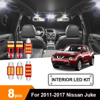 

8 x White Ice Blue No Error Car LED Lights License Plate Bulbs Package Kit For 2011-2017 Nissan Juke Interior Reading Trunk Lamp