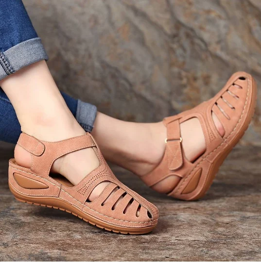 

Summer Women's Sandals Shoes Ladies Comfortable Ankle Hollow Round Toe Sandals Soft Sole Shoes Fashion Sandalias Mujer 2020