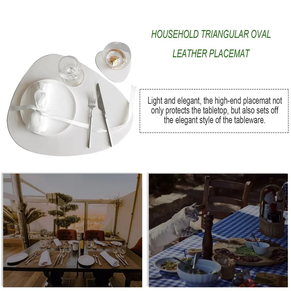 Creative Leather Placemats Household Triangle Oval Waterproof And Oil Insulation Pad Bowl Mat Coaster Plate Pad