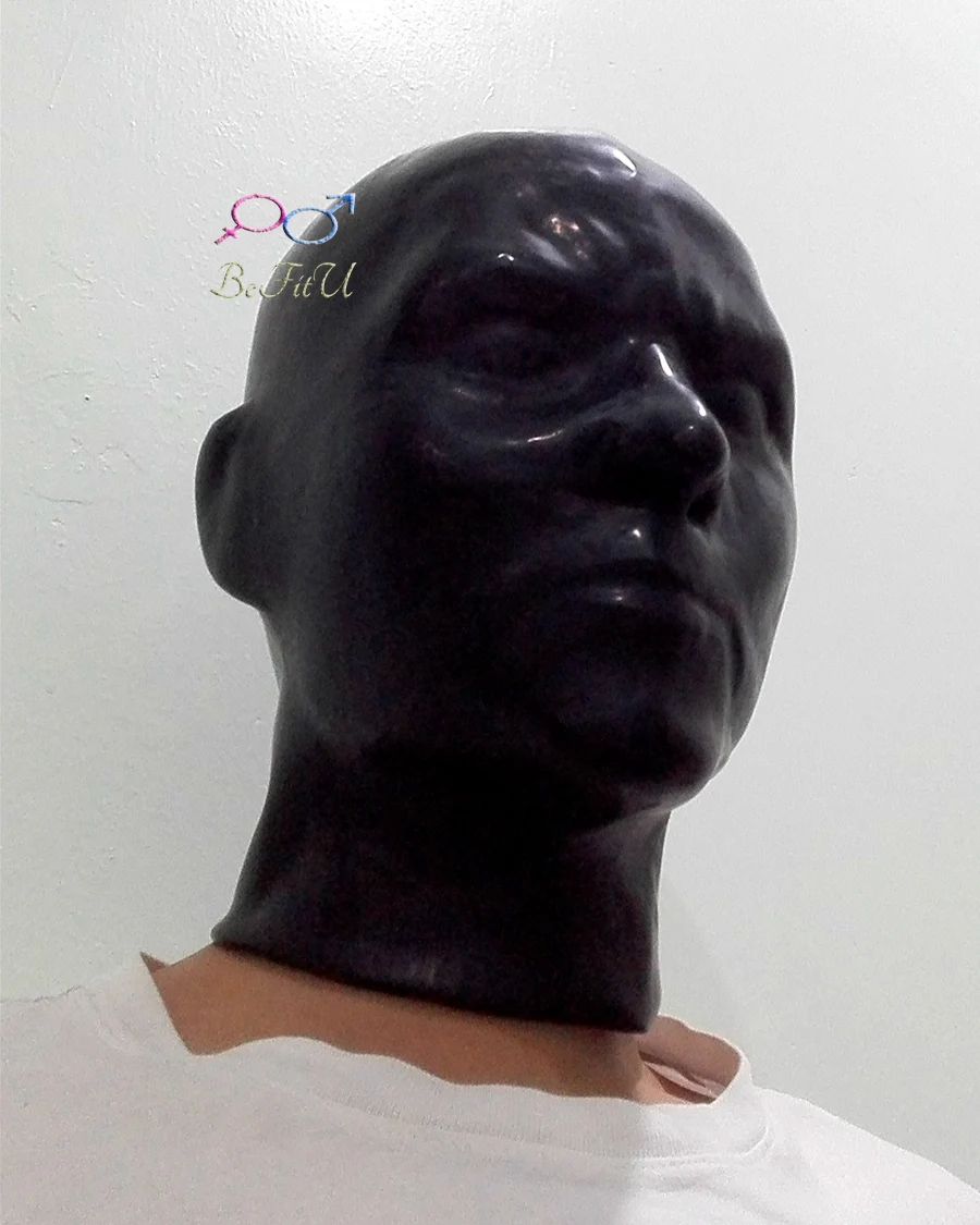 

Latex hood cosplay mask with zipper flexible cap bonnet fetish headgear