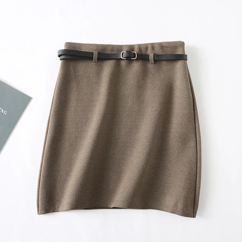 

One's 2019 New Style INS Super Fire Khaki Skirt High-waisted Slimming Sheath A- line Skirt Entity