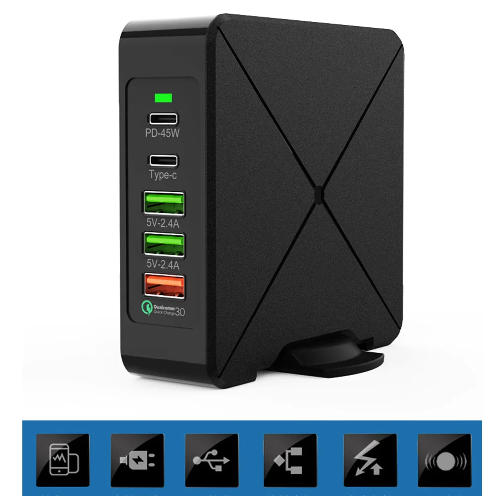 Станция 75 Вт PD с адаптером питания роторная подставка Тип C домашнее USB быстрое зарядное устройство настенная вилка безопасный ноутбук путешествия портативный мульти порт