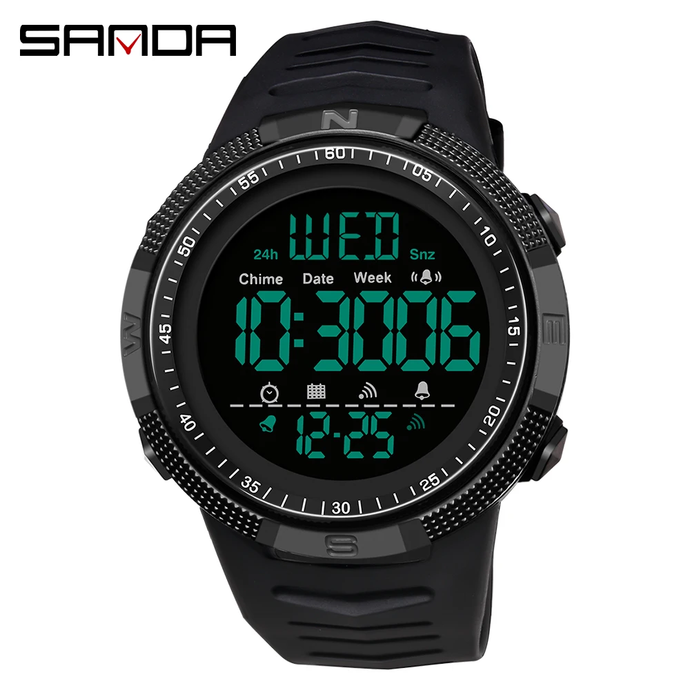 Mens Watches Military SANDA Waterproof Fashion Relogio 50M Sport for Male LED Electronic-Wristwatches