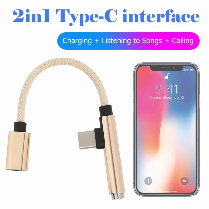 2 в 1 type C до 3,5 мм кабель аудио Музыка зарядный адаптер для телефона USB C