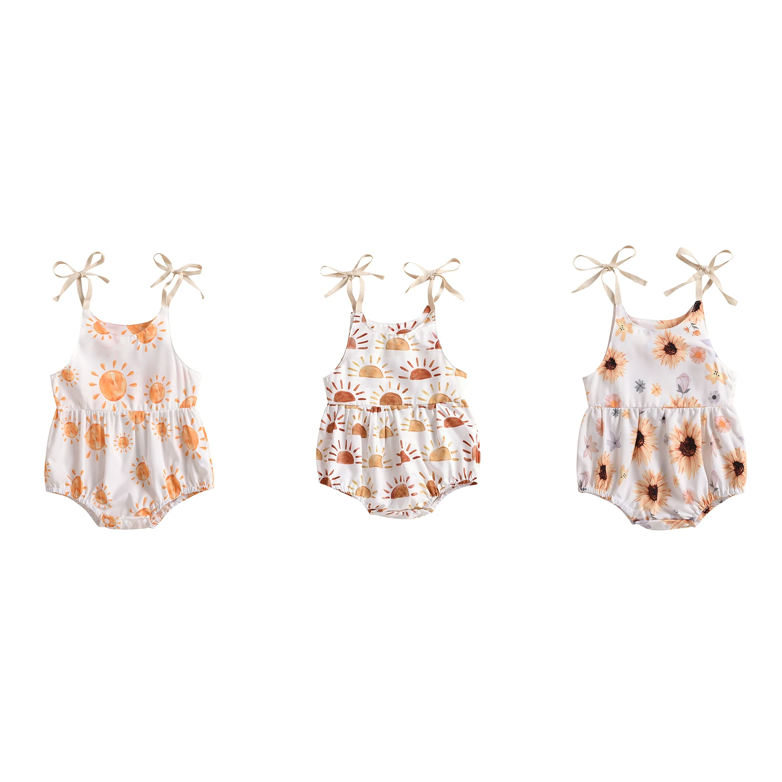 Baby Rompers 0-24M Newborn Infant Baby Girl Sun Sunflowe Print Sleeveless Romper Jumpsuit Summer Toddler Clothing baby rompers cotton jumpsuit baby jumpsuit