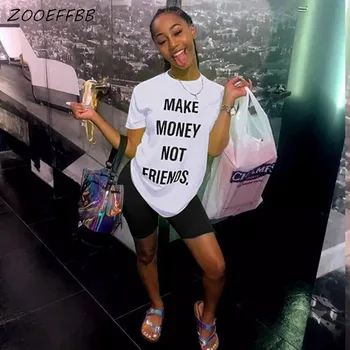 

ZOOEFFBB Two Piece Set Summer Outfits for Women Casual Tracksuit Letter Loose Tops Biker Shorts Sweat Suits Cute Matching Sets