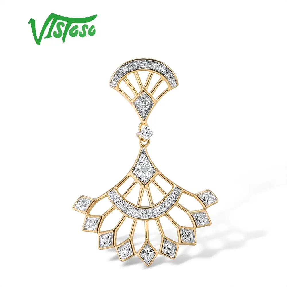 Женский Золотой кулон с бриллиантами VISTOSO желтое золото 14 к 585 пробы со