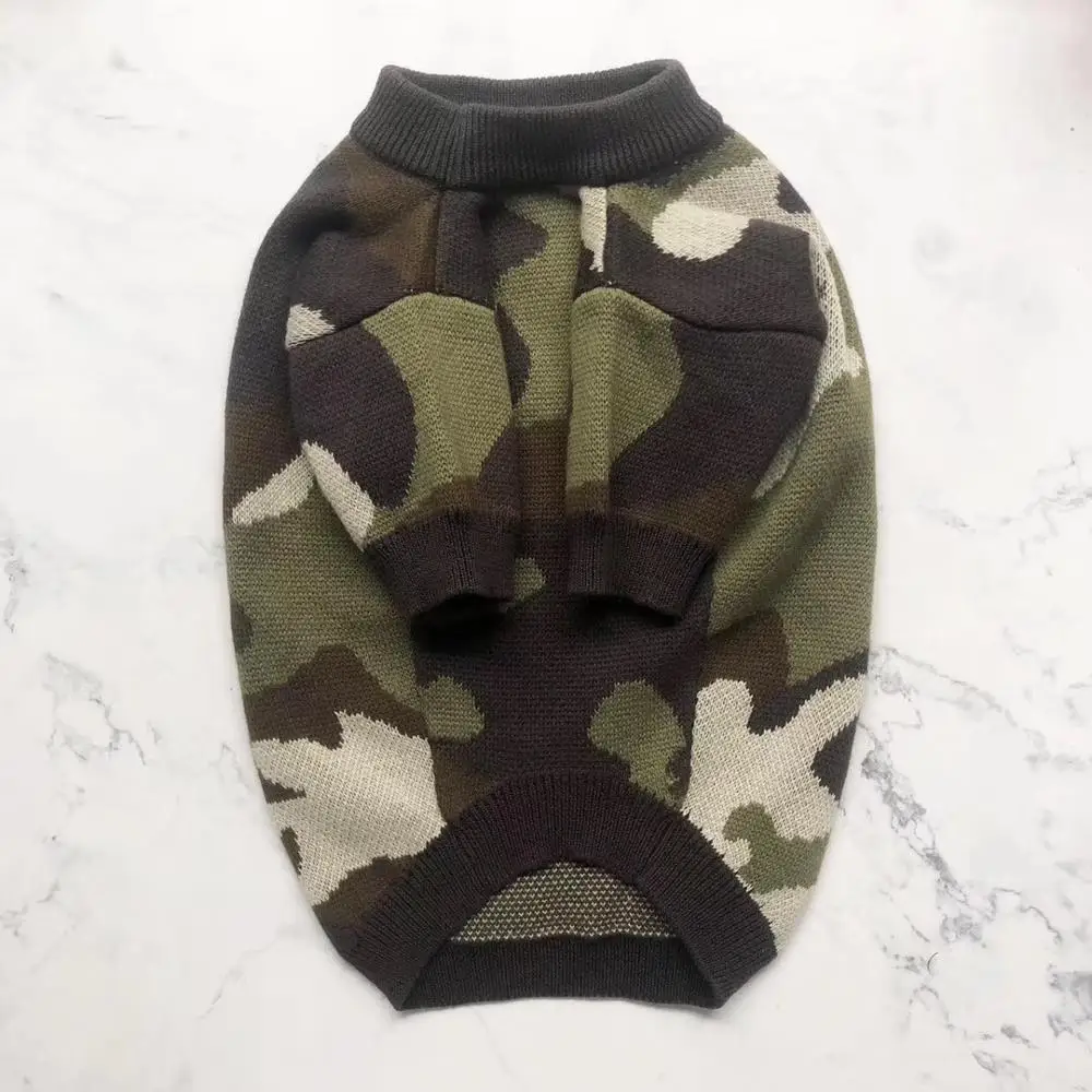 Зимний теплый свитер для собак; модная армейская Одежда для маленьких домашних животных; B945