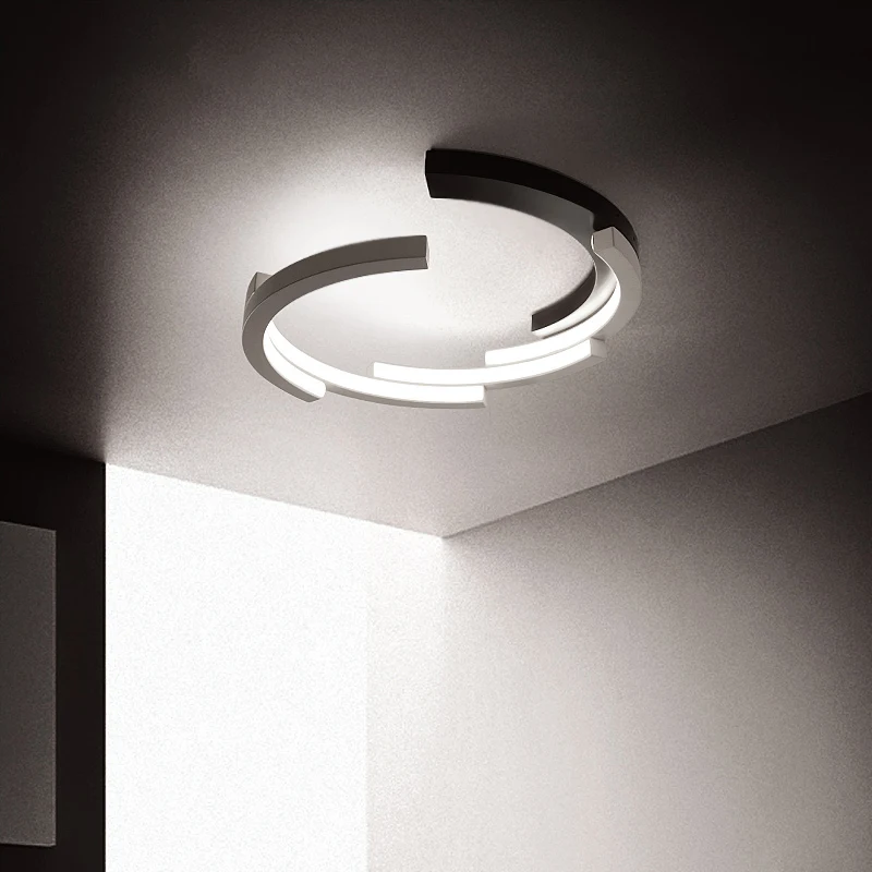 Modern Minimalist Led Ceiling Lamp Black Circle Chandelier Art Solid Geometry Home Decor for Living Room Bedroom Light Fixture | Освещение