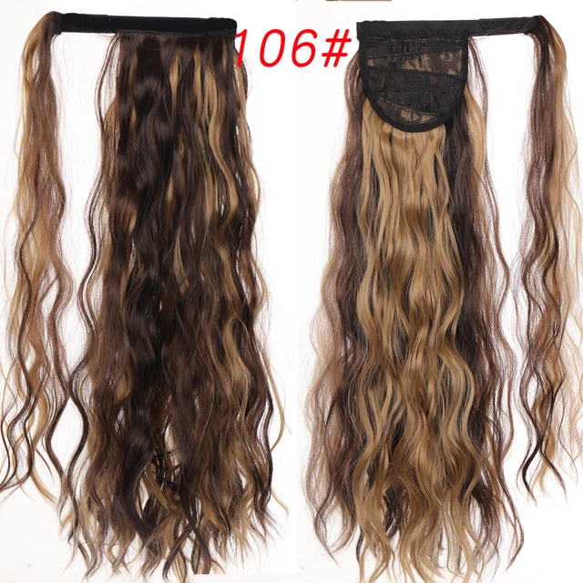 MSTN 24 Inches Long Synthetic Straight Ponytails for Women Natural Clip In Ponytail Hair Extension Hairpieces Blonde Fake Hair SW122-106