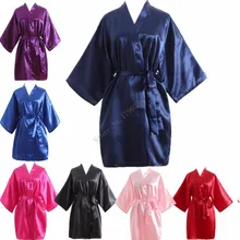 Women Robe Silk Satin  Wedding Bridesmaid Bride Gown Kimono Solid  One Size Fit S-XXL 2019