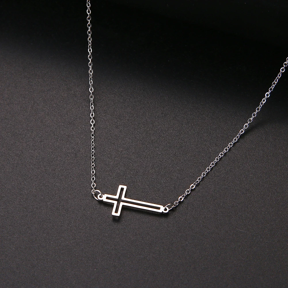 CACANA New Cross Necklaces And Pendants For Women Stainless Steel Gold Colour Male Pendant Necklaces Prayer Jewelry Friend Gift