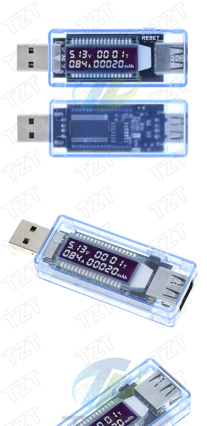 TZT USB Volt-/Strom-/Spannungs-/Kapazitätsmessgerät für Batterien – Ladegerät-Kapazitätstester – Detail 4