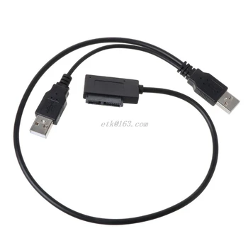

Dual USB 2.0 to 7+6 Pin Slimline Slim SATA Cable Adapter Converter Power Supply Cord for Notebook Laptop CD-ROM DVD-ROM