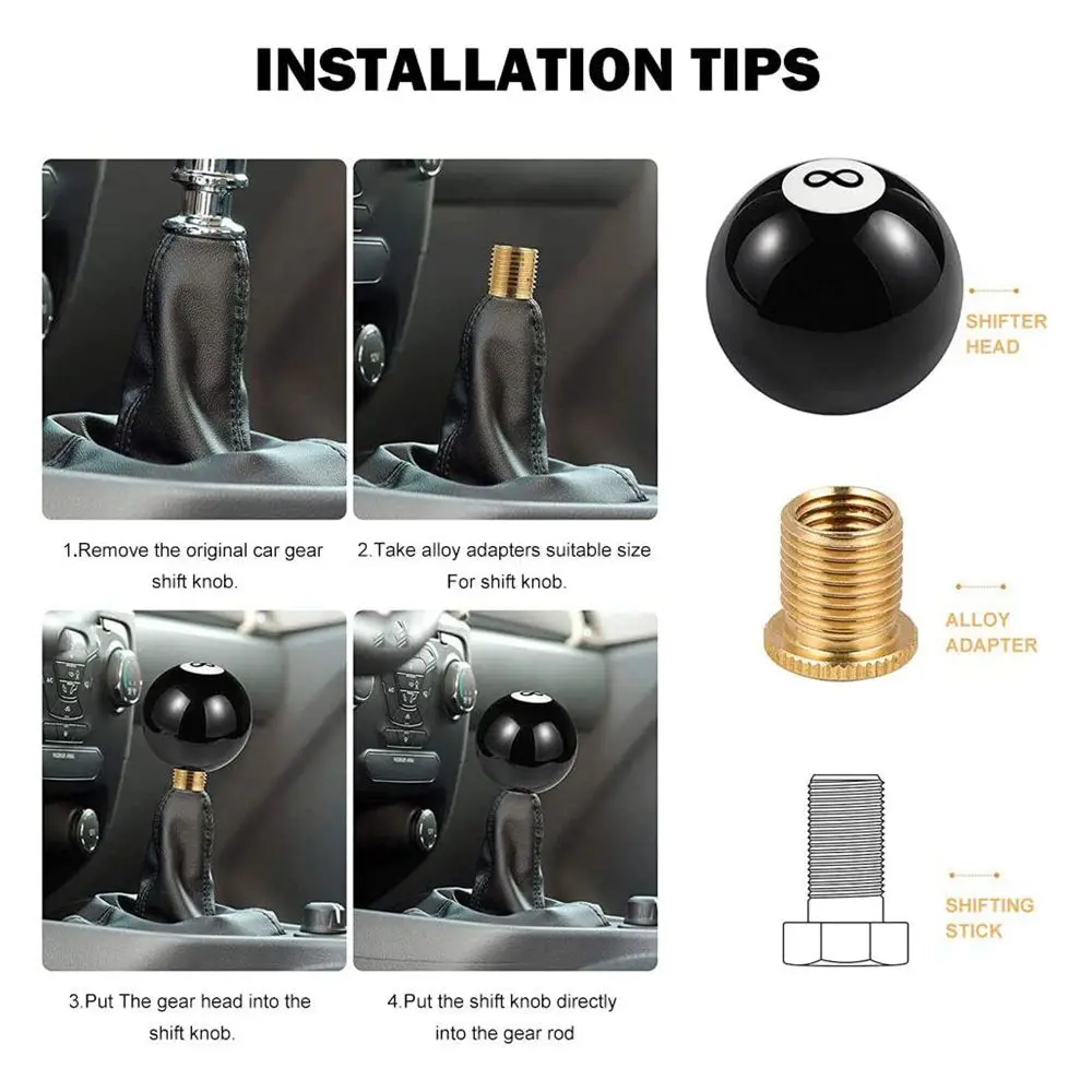 Other | Yellow 8 Ball Billiard Round Shift Knob Acrylic Gear Shift Knob