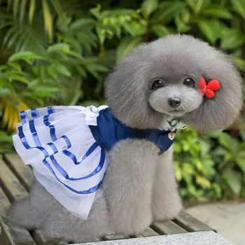 

2020 Stripes Mesh Summer Dog skirt Dog Clothes for Small Dogs Dress Sweety Princess Dress Spring Summer Puppy Lace Pet Clothes