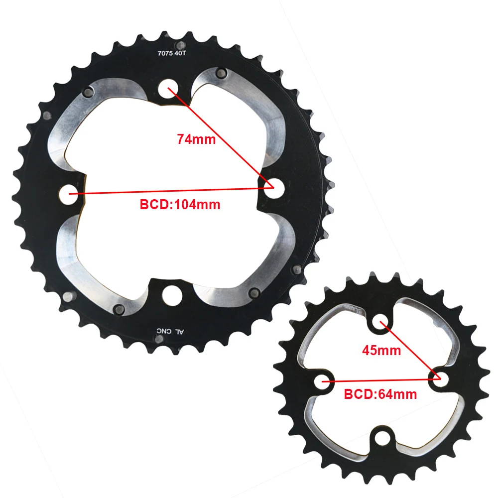 AL7075 сеть MTB Ring 64/104 BCD 28T 40T велосипедная Звездочка 2*10S двойной Кривошип цепь 9S 10S