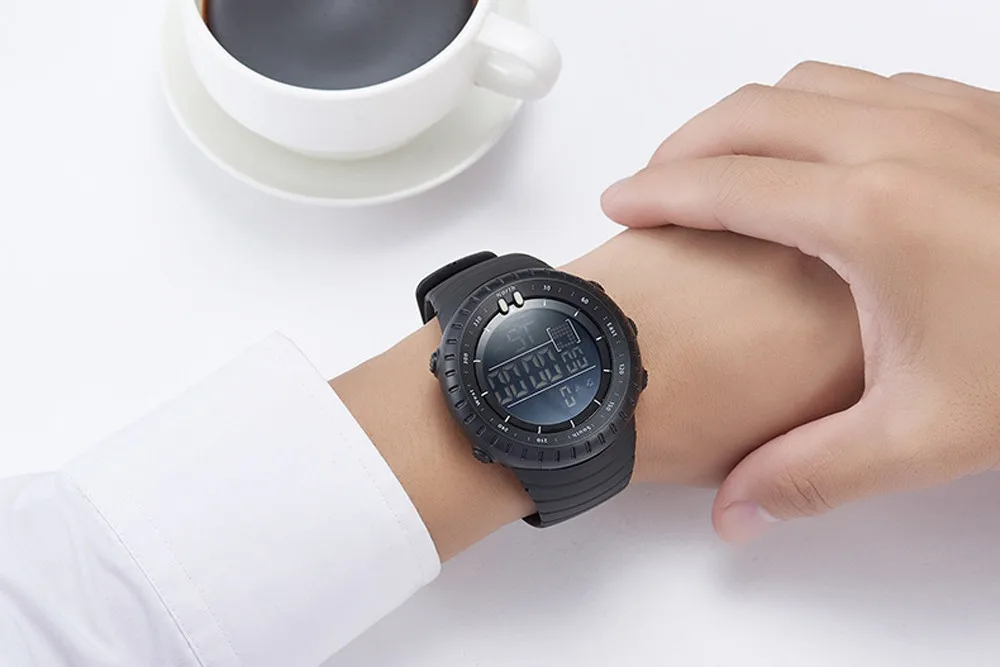 Спортивные часы модные черные с резиновым ремешком Мужские цифровые военные кварцевые наручные часы Relgio eletrnico esportivo relogio Digital
