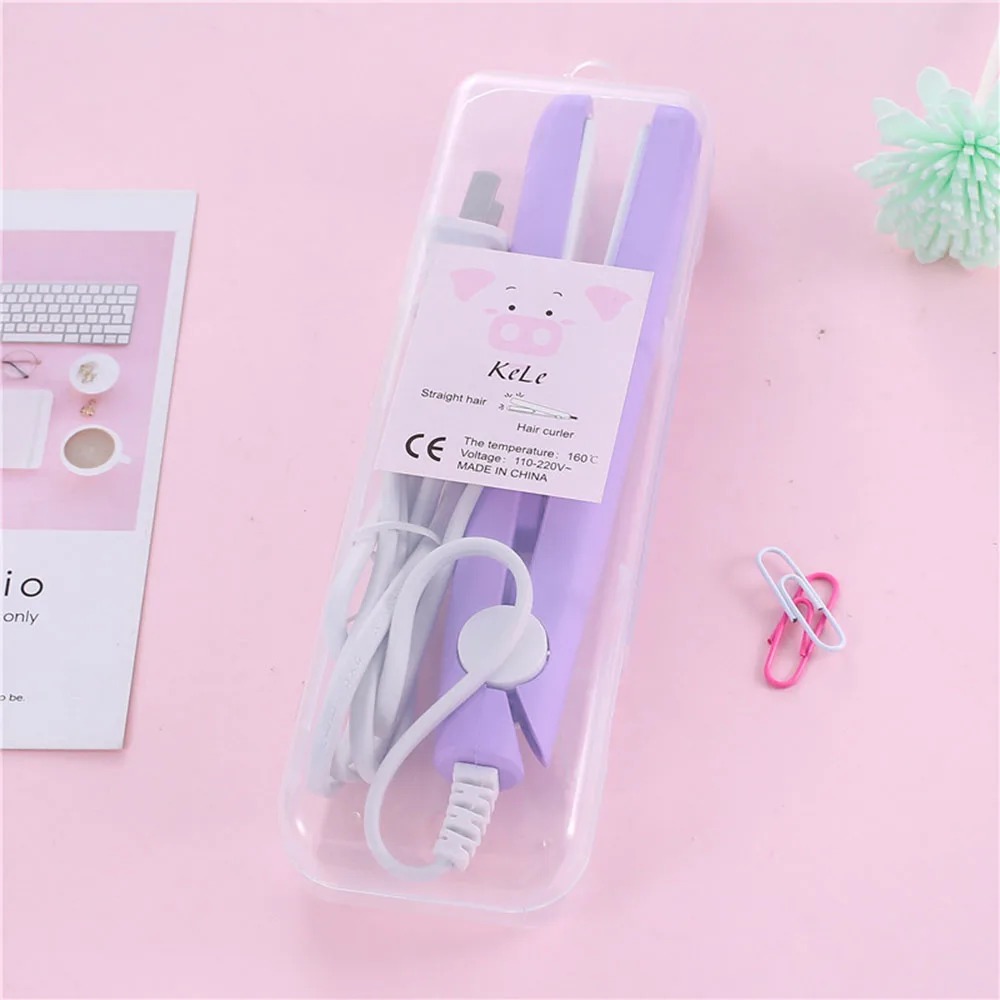 Purple Новинка, мини выпрямитель для волос, плоский утюжок для завивки волос, выпрямитель для бороды, гребень для волос, щипцы для завивки волос, выпрямитель для волос, щетка - Цвет: Purple