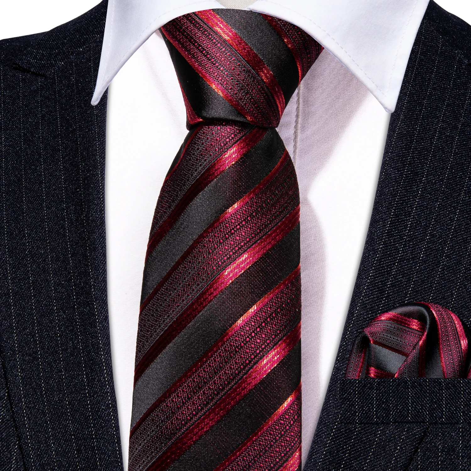 Hey. Wang-corbatas de hombre para hombre, conjunto de corbatas rojas,  corbata de cuello tejida a la moda, conjunto de mancuernas de pañuelo para  boda