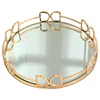 Golden Stroke Storage Tray Nordic Glass Mirror Cosmetic Plate  Desktop Jewelry Display Trays Dressing Table Decoration Ornaments 6