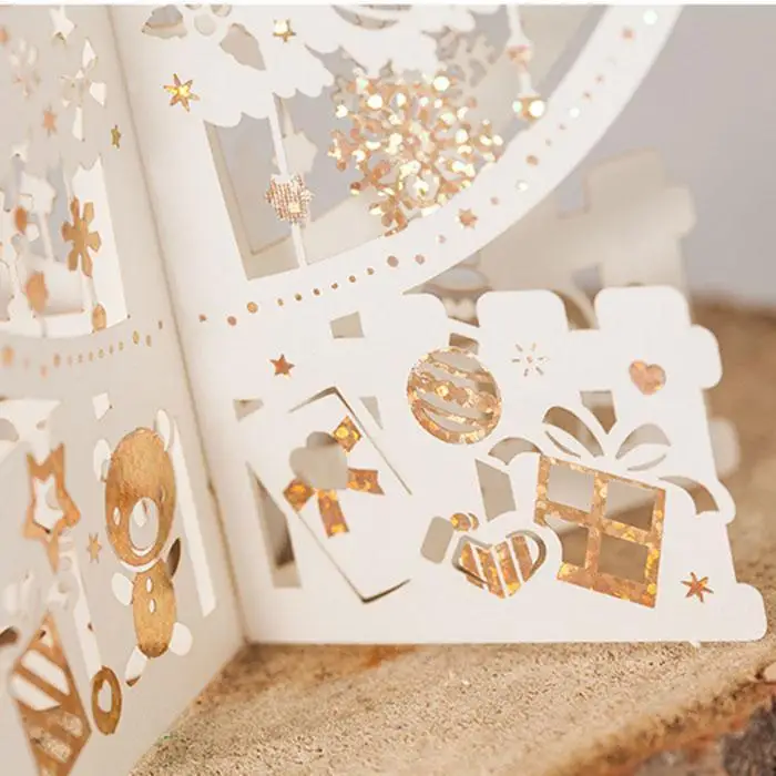 Креативная 3D Рождественская елка снежинка Navidad Golden Hallow Out поздравительная открытка дерево 14x18,5 см Рождественская продукция поздравительная открытка