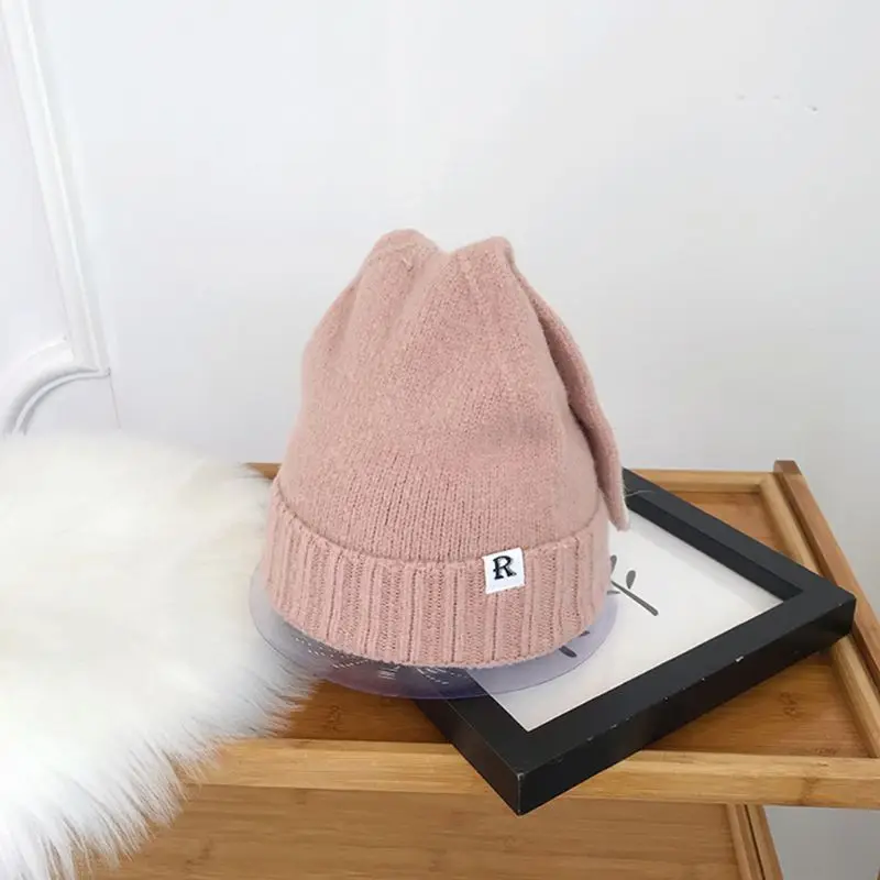 timberland skully Women Girls Knit Stretch Beanie Hat Cute Long Rabbit Ears Letters Warm Skull Cap timberland skully