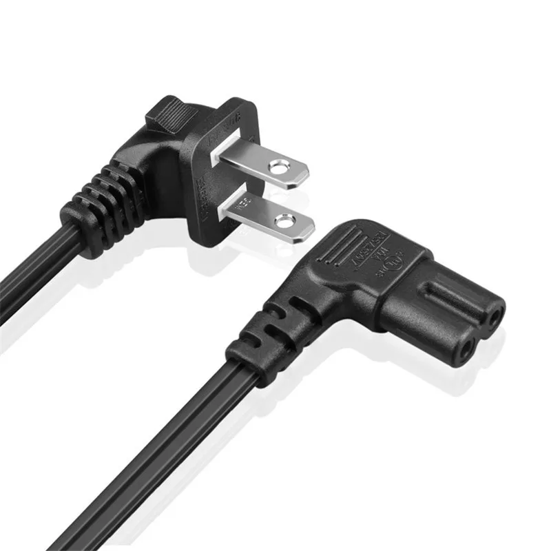 18 AWG угловой 2-образными пазами неполяризованные угол Мощность шнур(IEC320 C7 к Нема 1-15р