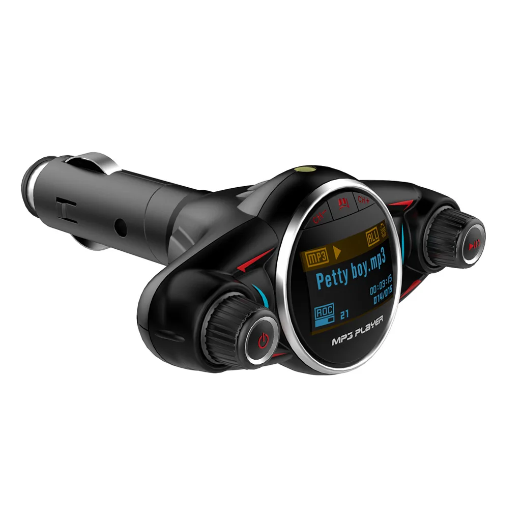 BT08 стиль с большим глазом двуглавый FM Bluetooth Hands-free автомобильный комплект MP3 Двойная Ручка Потрясающие огни большой дисплей экран напряжение