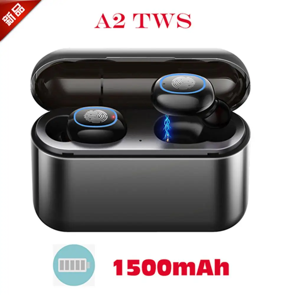 1500mAh Black Наушники Bluetooth гарнитура 5,0 TWS настоящие беспроводные стерео SBC милый мини-светильник, наушники с автоматической зарядкой, мини наушники IPX6 стерео - Цвет: 1500mAh Black