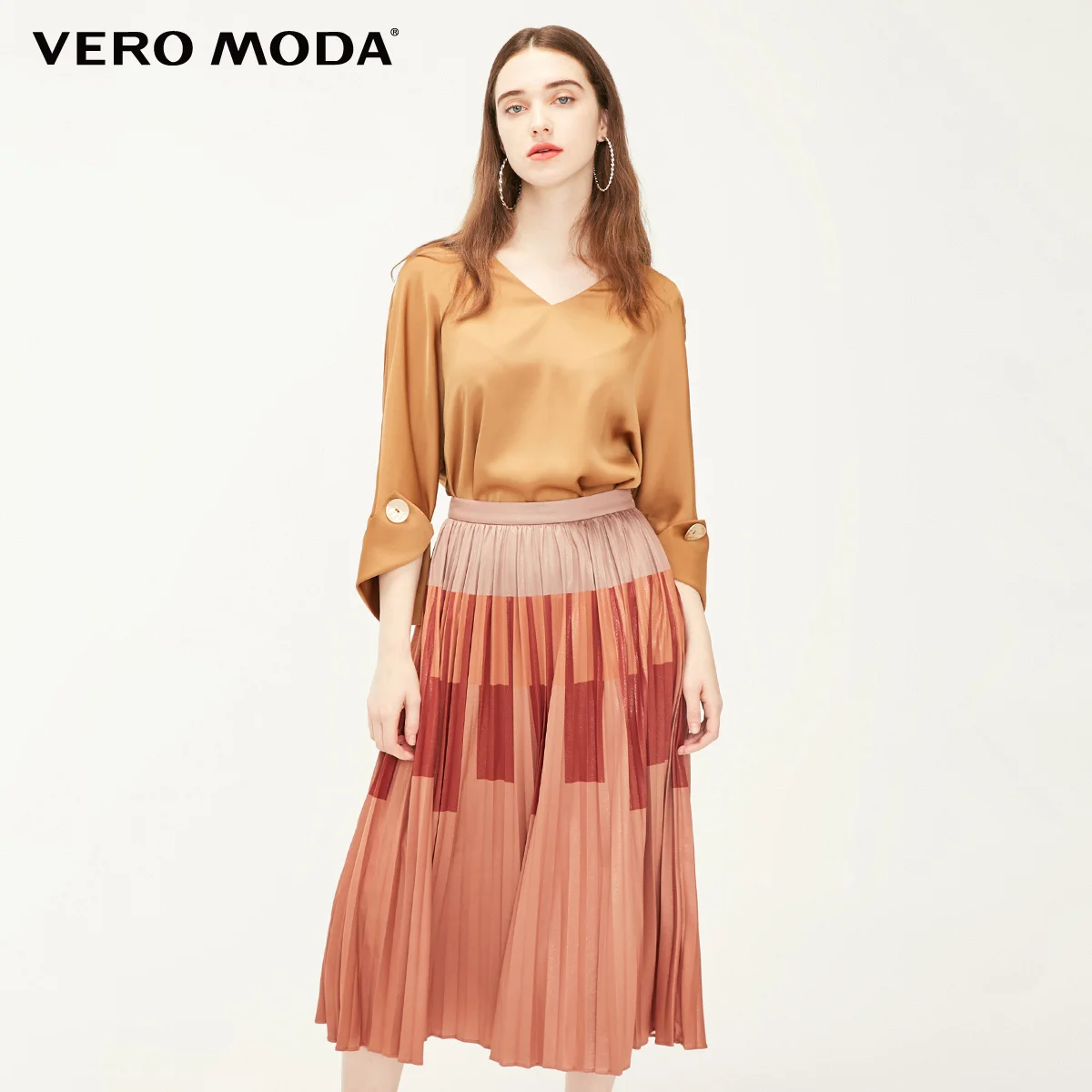 Vero Moda Женская Блестящая плиссированная юбка с цветными блоками | 319116531 - Цвет: Macaroon