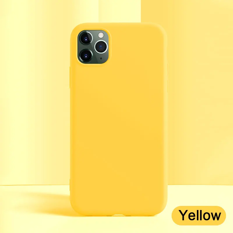 Однотонный силиконовый чехол для iPhone 11 Pro Max Чехол 7 8 6 6s Plus X XS MAX XR милый чехол мягкий простой модный чехол x 11 pro - Цвет: Yellow