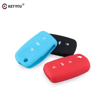 

KEYYOU 3 button silicone car key cover case shell for VW Volkswagen Passat Polo Golf Touran Bora SEAT Ibiza Leon SKODA Octavia