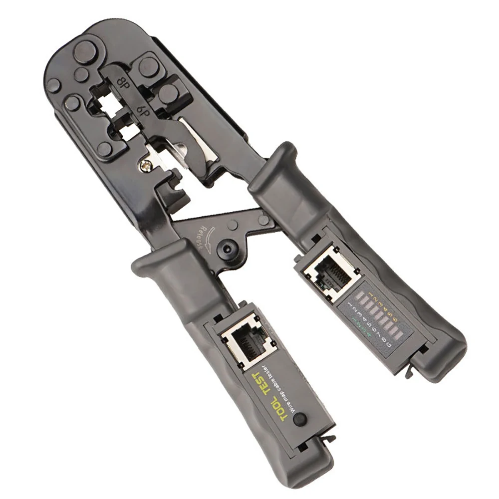 Cabo de Rede Crimper Rj45 Tester Ratchet Tool Squeeze Crimping Wire Alicadores 8p6p4p 3-purpose
